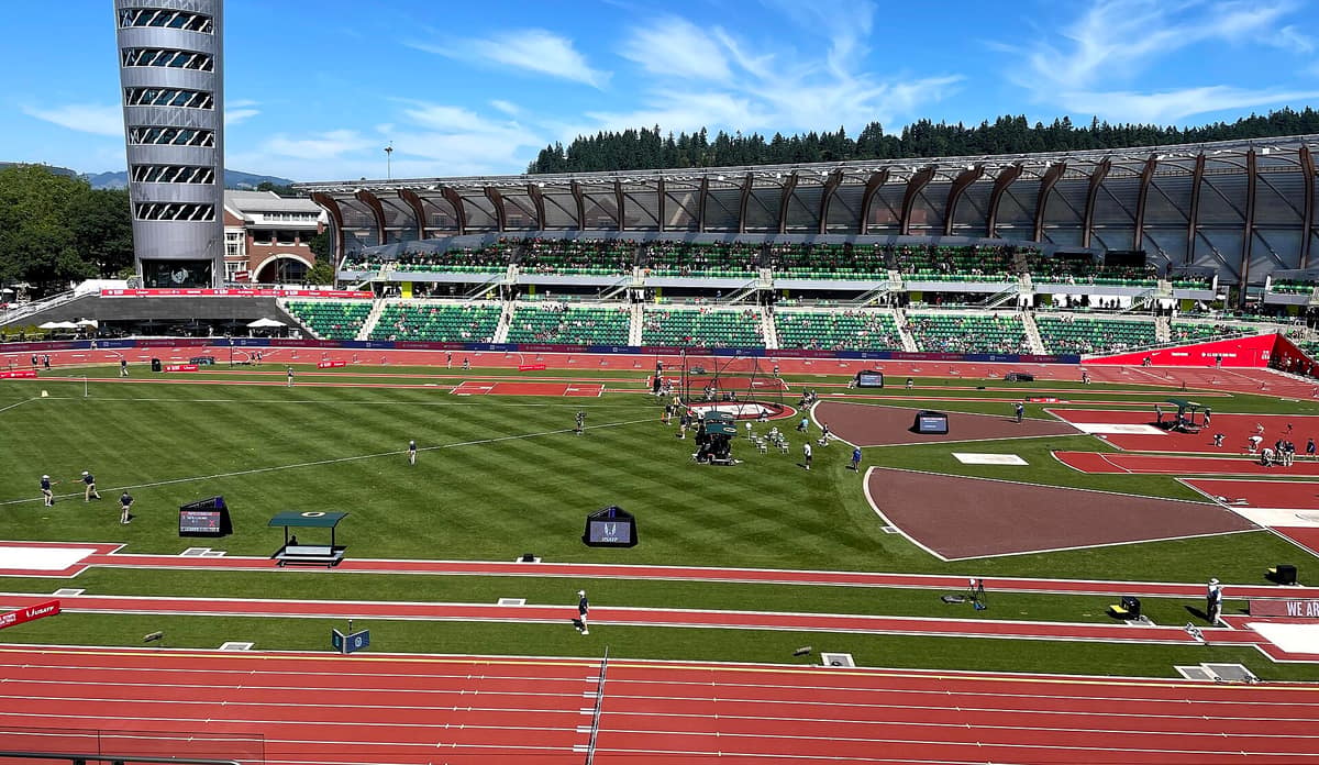 Hayward Field, the track stadium at the University of Oregon